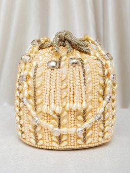 Peora - Potli Bags Evening Bags Ethnic Bride Purse with Drawstring Cream - P36CRM