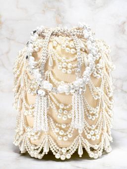 Peora - Potli Bags Evening Bags Ethnic Bride Purse with Drawstring Cream - P45CRM