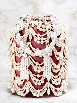 Peora - Potli Bags Evening Bags Ethnic Bride Purse with Drawstring Maroon - P45M