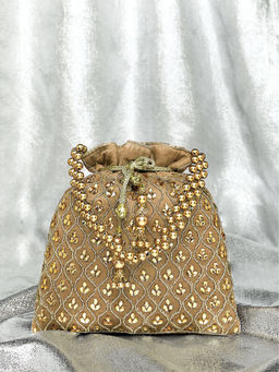 Peora - Brown Evening Bridal Potli Bag for Women