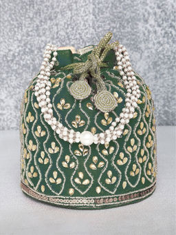 Peora - Green Evening Bridal Potli Purse for Women