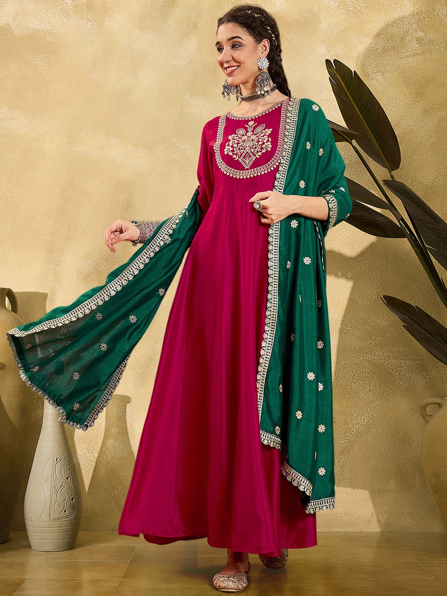 gahan Rani Dchinon Zari Sequnce Embroidered Gown with Dupatta-picture-20