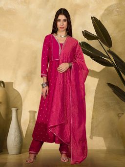 Gahan - Rani Vichitra Zari Embroidery Anarkali Kurta with Pant & Dupatta