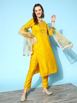 Gahan - Yellow Ruby Silk Zari Embroidered Kurta with Pant & Dupatta