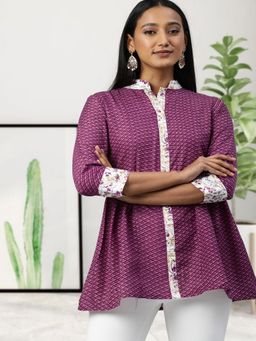 Gahan - Womens Wine Geometric Printed Tunic