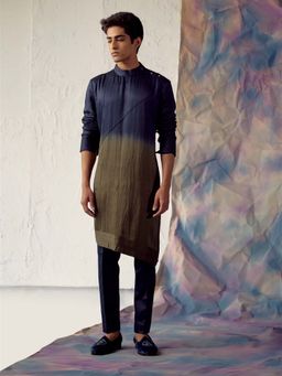 Jatin Malik - Blue Olive Ombre Kurta (Set of 2)