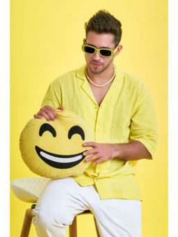 Tanoti - Men Collar Neck Three Fourth Sleeves Yellow Cotton Shirt