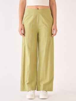 SALT Attire - Lime Green Solid Wide Leg Trouser