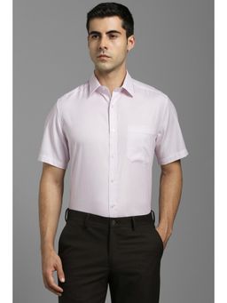 Louis Philippe - Men Pink Stripe Half Sleeves Formal Shirt