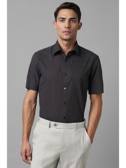 Louis Philippe - Men Black Print Half Sleeves Formal Shirt