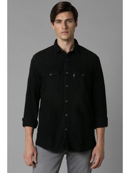 Louis Philippe - Men Black Solid Full Sleeves Casual Shirt
