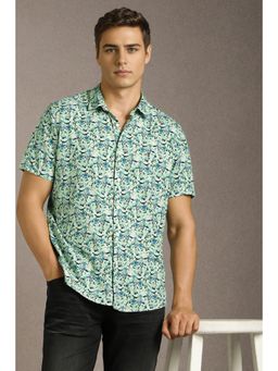 Louis Philippe - Men Green Print Half Sleeves Casual Shirt