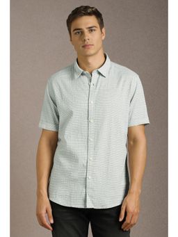 Louis Philippe - Men Grey Textured Half Sleeves Casual Shirt