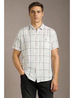 Louis Philippe - Men White Check Half Sleeves Casual Shirt