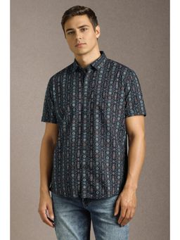 Louis Philippe - Men Navy Print Half Sleeves Casual Shirt