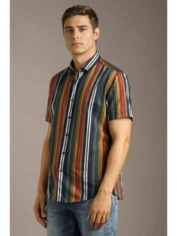 Louis Philippe - Men Multi Stripe Half Sleeves Casual Shirt