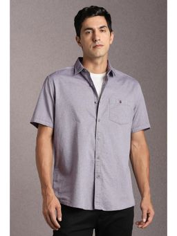 Louis Philippe - Men Lilac Textured Half Sleeves Casual Shirt