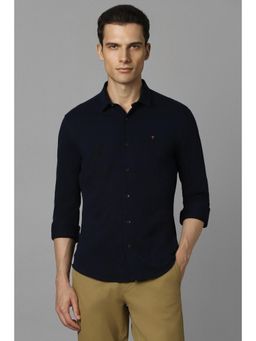 Louis Philippe - Men Navy Solid Full Sleeves Casual Shirt