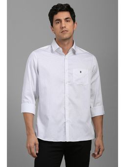 Louis Philippe - Men White Print Full Sleeves Casual Shirt
