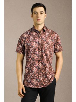 Louis Philippe - Men Maroon Print Half Sleeves Casual Shirt