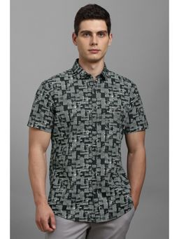 Louis Philippe - Men Black Print Half Sleeves Casual Shirt