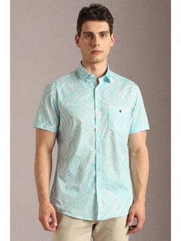 Louis Philippe - Men Light Blue Print Half Sleeves Casual Shirt