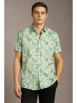Louis Philippe - Men Green Print Half Sleeves Casual Shirt