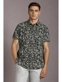 Louis Philippe - Men Black Print Half Sleeves Casual Shirt