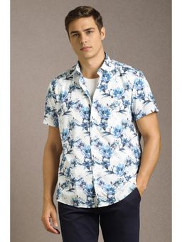 Louis Philippe - Men White Print Half Sleeves Casual Shirt