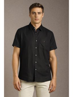 Louis Philippe - Men Black Solid Half Sleeves Casual Shirt