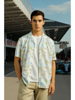 Louis Philippe - Men White Print Half Sleeves Casual Shirt