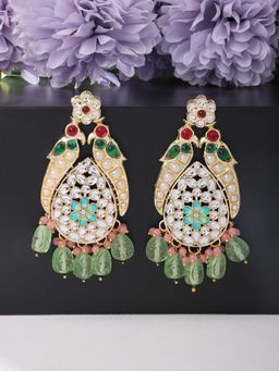 Zaveri Pearls - Multicolor Stones & Beads Drop Parrot Inspired Dangle Earring-ZPFK13792