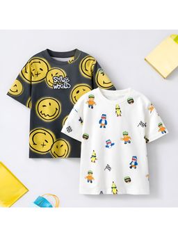 Googo Gaaga - Boys Cotton Printed Half Sleeve T-shirts (Pack of 2)