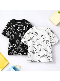 Googo Gaaga - Boys Cotton Printed Half Sleeve T-shirts (Pack of 2)