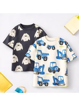 Googo Gaaga - Boys Cotton Printed Half Sleeve T-shirts (Pack of 2)