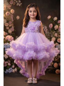 Lagorii - Girls Lavender High Low Party Dress With Sequin Bodice And Layered Tulle