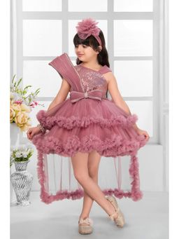 Lagorii - Pink Party Wear Dress With Sequin Bodice And Ruffled Hemline For Girls