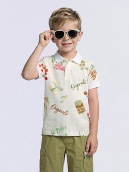 Jack & Jones Junior - Boys Printed Cotton Polo T-shirt