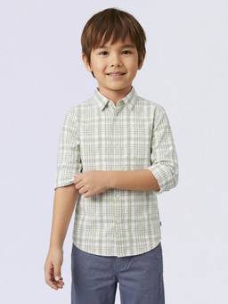 Jack & Jones Junior - Boys Green Check Print Shirt