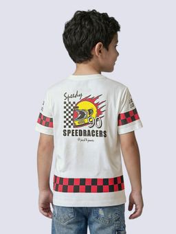 Jack & Jones Junior - Boys Motorsport Inspired Oversized T-Shirt - White