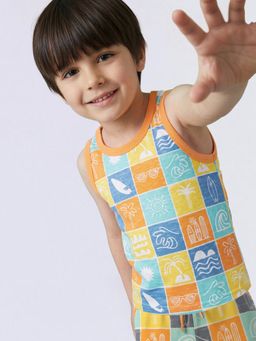 Jack & Jones Junior - Boys Multi-Color Printed Sleeveless T-Shirt