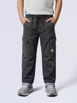 Jack & Jones Junior - Boys Grey Drawstring Cargo Jeans