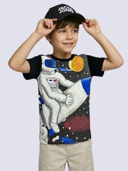 Jack & Jones Junior - Boys Black Astronaut Print T-Shirt