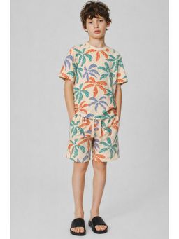 Alan Jones - Cream Boys Tropical Vacation Graphic Print Co-Ord Set