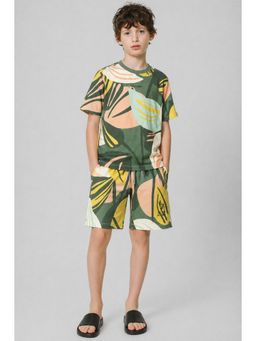 Alan Jones - Green Boys Tropical Vacation Graphic Print Co-Ord Set