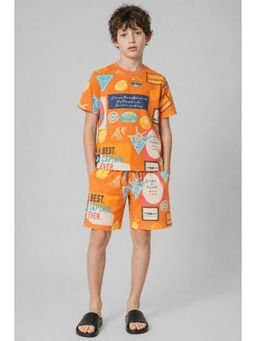 Alan Jones - Orange Boys Tropical Vacation Graphic Print Co-Ord Set