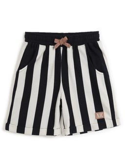 Alan Jones - Navy Boys Pique Fabric Striped Shorts