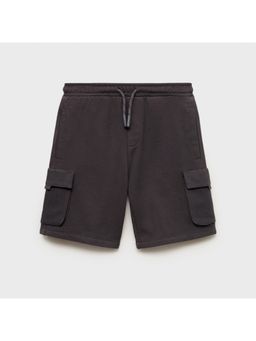 Alan Jones - Charcoal Boys Solid Heavy Gsm Cargo Shorts