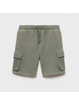 Alan Jones - Pastel Green Boys Solid Heavy Gsm Cargo Shorts