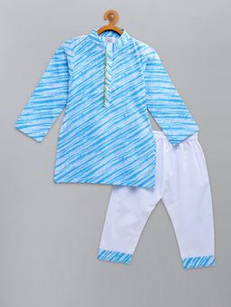 The Little Tales - Light Blue Printed Kurta With Pyjama